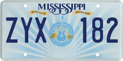 MS license plate ZYX182