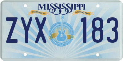 MS license plate ZYX183