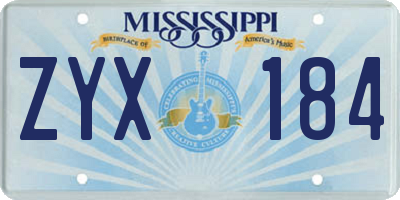 MS license plate ZYX184
