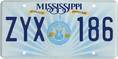 MS license plate ZYX186