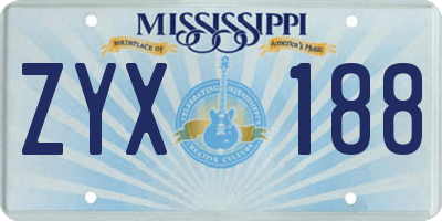 MS license plate ZYX188