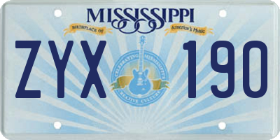 MS license plate ZYX190