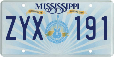 MS license plate ZYX191