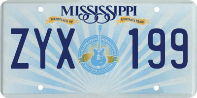 MS license plate ZYX199