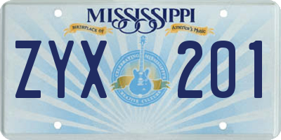 MS license plate ZYX201