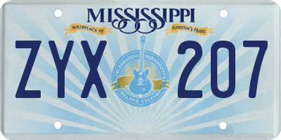 MS license plate ZYX207