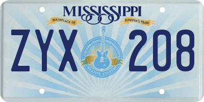 MS license plate ZYX208