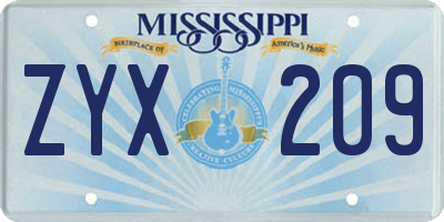 MS license plate ZYX209