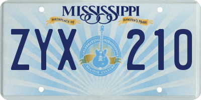 MS license plate ZYX210