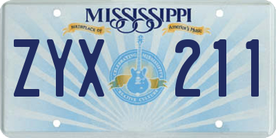 MS license plate ZYX211