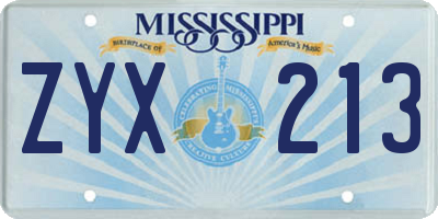 MS license plate ZYX213