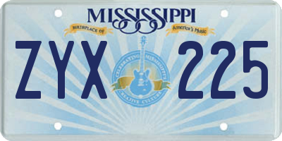 MS license plate ZYX225