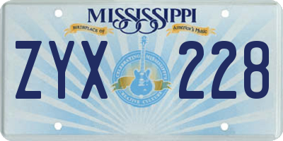 MS license plate ZYX228