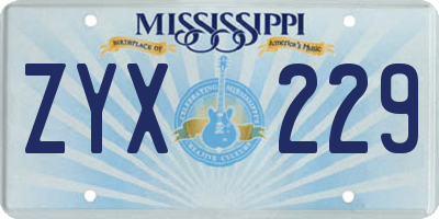 MS license plate ZYX229