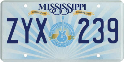 MS license plate ZYX239