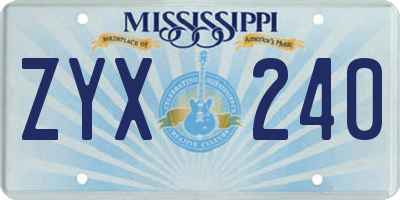 MS license plate ZYX240