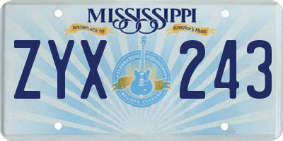 MS license plate ZYX243