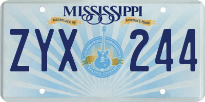 MS license plate ZYX244