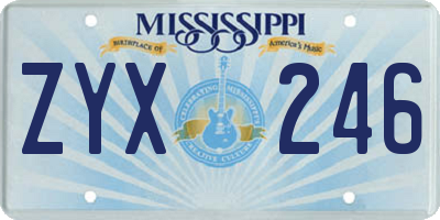 MS license plate ZYX246