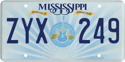 MS license plate ZYX249