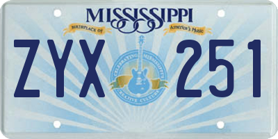 MS license plate ZYX251