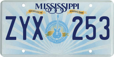 MS license plate ZYX253