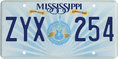 MS license plate ZYX254