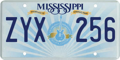 MS license plate ZYX256