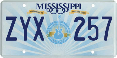 MS license plate ZYX257