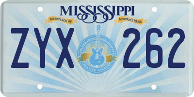 MS license plate ZYX262