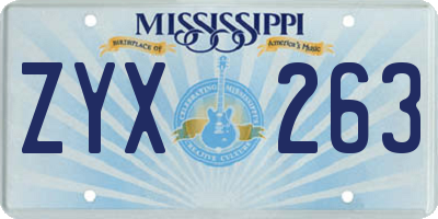 MS license plate ZYX263