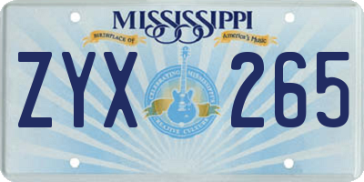 MS license plate ZYX265