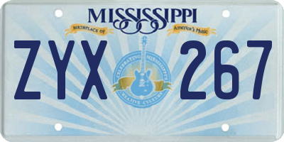 MS license plate ZYX267
