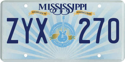 MS license plate ZYX270