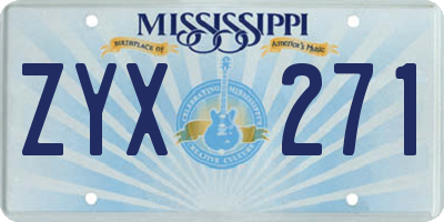 MS license plate ZYX271