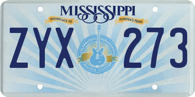 MS license plate ZYX273