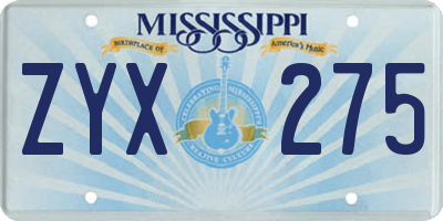MS license plate ZYX275