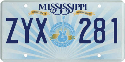 MS license plate ZYX281
