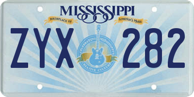 MS license plate ZYX282