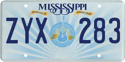 MS license plate ZYX283