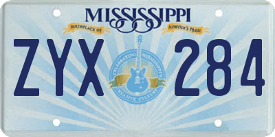 MS license plate ZYX284