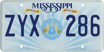 MS license plate ZYX286