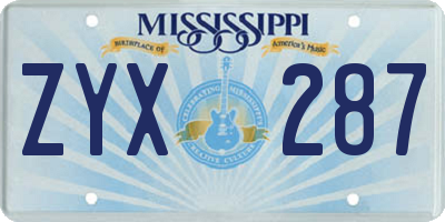 MS license plate ZYX287