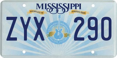 MS license plate ZYX290