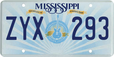 MS license plate ZYX293