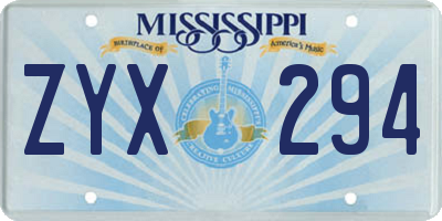 MS license plate ZYX294