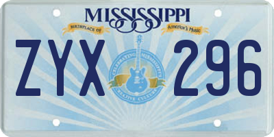 MS license plate ZYX296