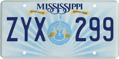 MS license plate ZYX299
