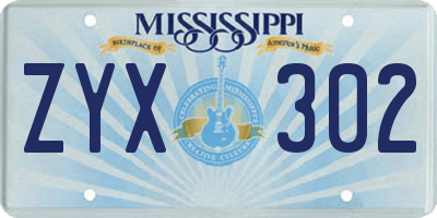 MS license plate ZYX302