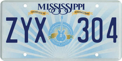 MS license plate ZYX304